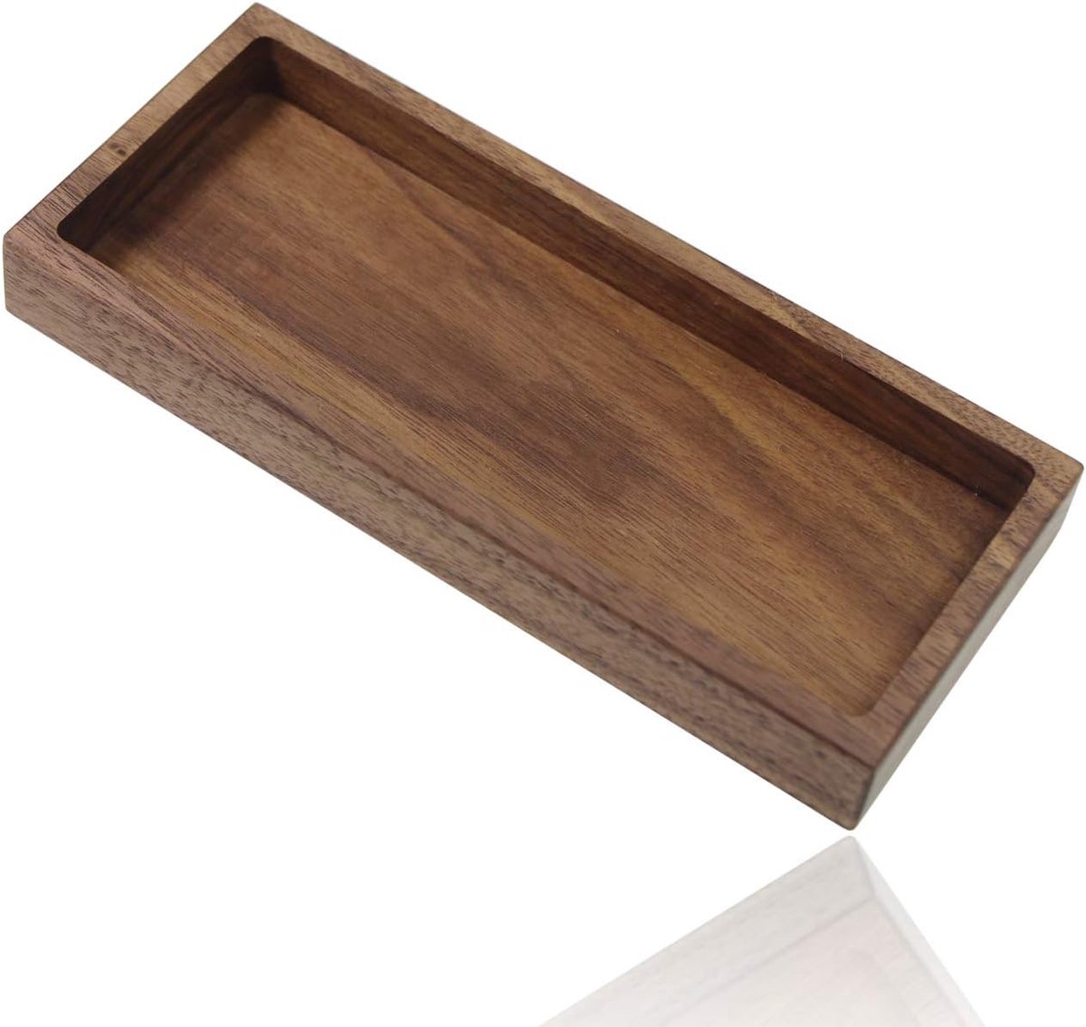SnelShoppen - Penhouder, Bureau Organizer, Houten Kom, 19x8,2x2,3 cm, Accessoire Houder voor Kantoor, Thuis, School (Walnoot)