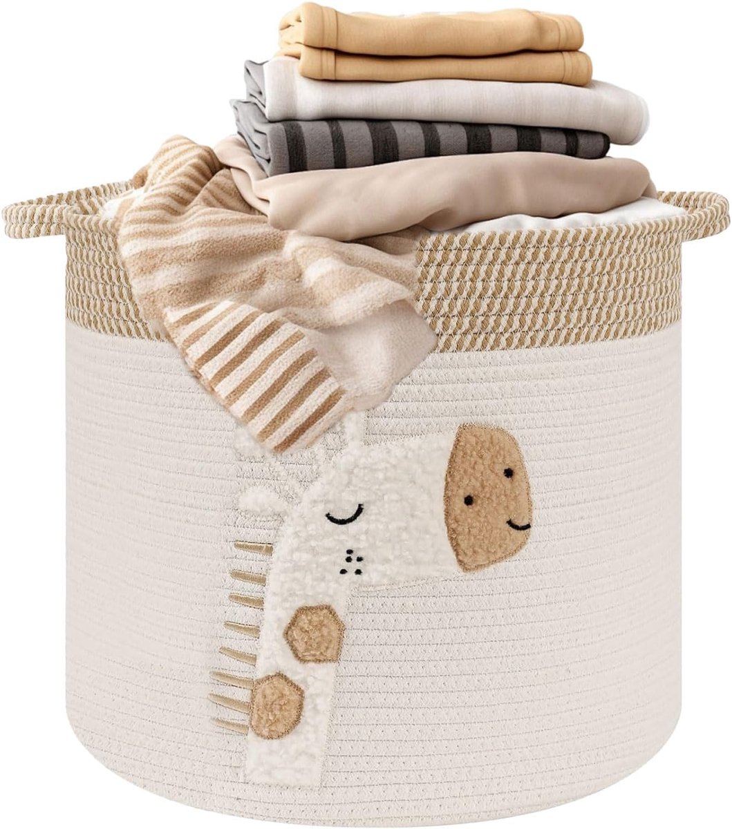 Thijox - Opbergmand voor Kinderkamer - Katoenen Speelgoedopberger met Handgrepen - Multifunctionele Organizer voor Badkamer, Commode en Planken - Zach