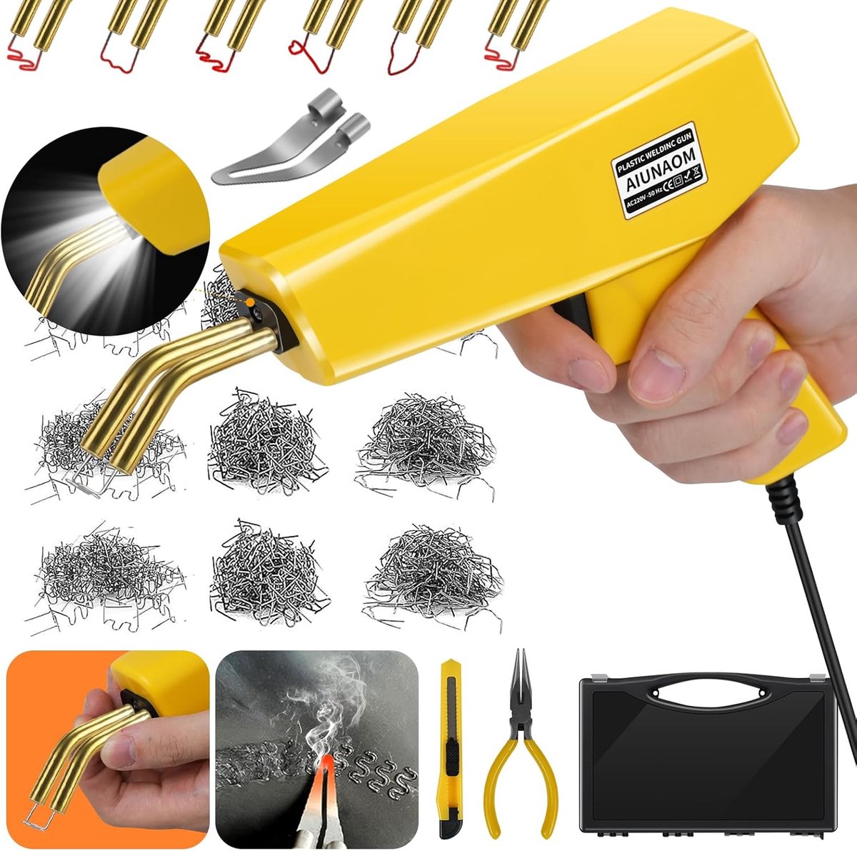 SnelShoppen - 230W 2-in-1 Plastic Lasreparatie Kit met 900 Stuks Hot Staples en Spatel voor Bumper en Plastic Onderdelen Reparatie Auto/Motor