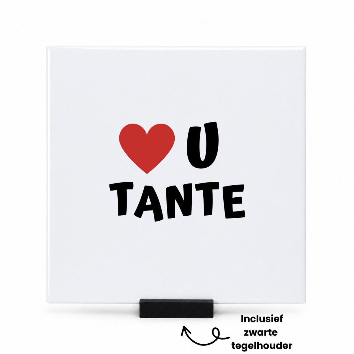 Hacebo love u tante tegeltje met tegelhouder - Tante - de liefste tante - tegeltjes met tekst - verjaardag - cadeautje voor tante - tante artikelen - kado - geschenk - spreuktegels - 15x15 CM Wit