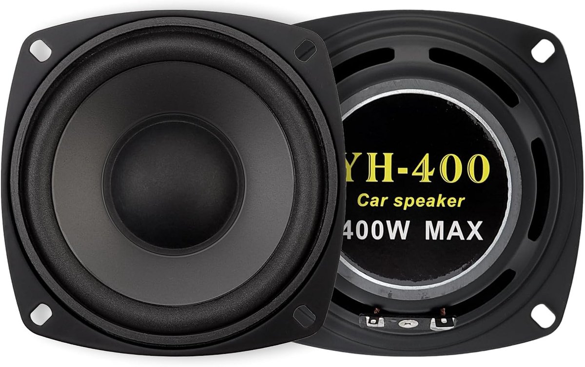 SnelShoppen - 2 Stuks 4 Inch 400W 2-Weg Auto HiFi Coaxial Speakers - Volledig Bereik Frequentie - Perfect voor Auto Geluid en Muziek - Hoogwaardige Ge