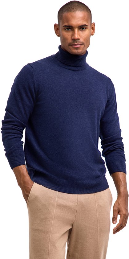 FALKE Favorites Lambswool zacht warm wol coltrui heren blauw - maat M