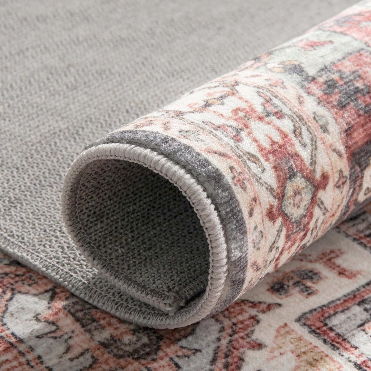 SnelShoppen - Carvapet Runner Tapijt 60 x 180 cm, Antislip Lange Loper, Wasbaar Roze Microfiber Vintage Medaillon Vloermat voor Woonkamer, Slaapkamer,
