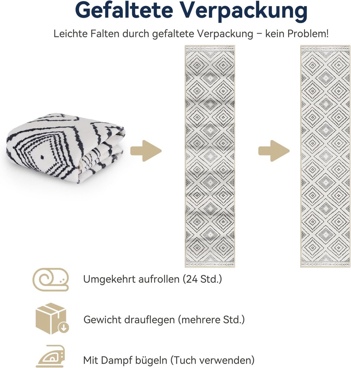 SnelShoppen - Carpet Runner Hallway 60 x 300 cm, Antislip Keuken Loper, Korte Velours Tapijt Loper, Wasbaar, Vouwbaar, Boho Design - Voor Corridor, Ke