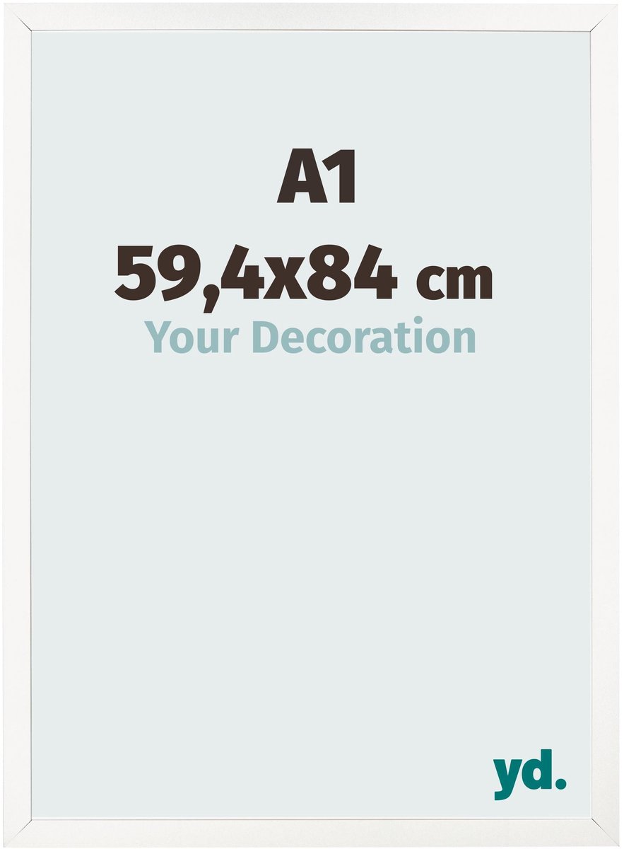 Your Decoration - Fotolijst A1 59,4x84 cm - MDF - Wit Hoogglans - Bologna