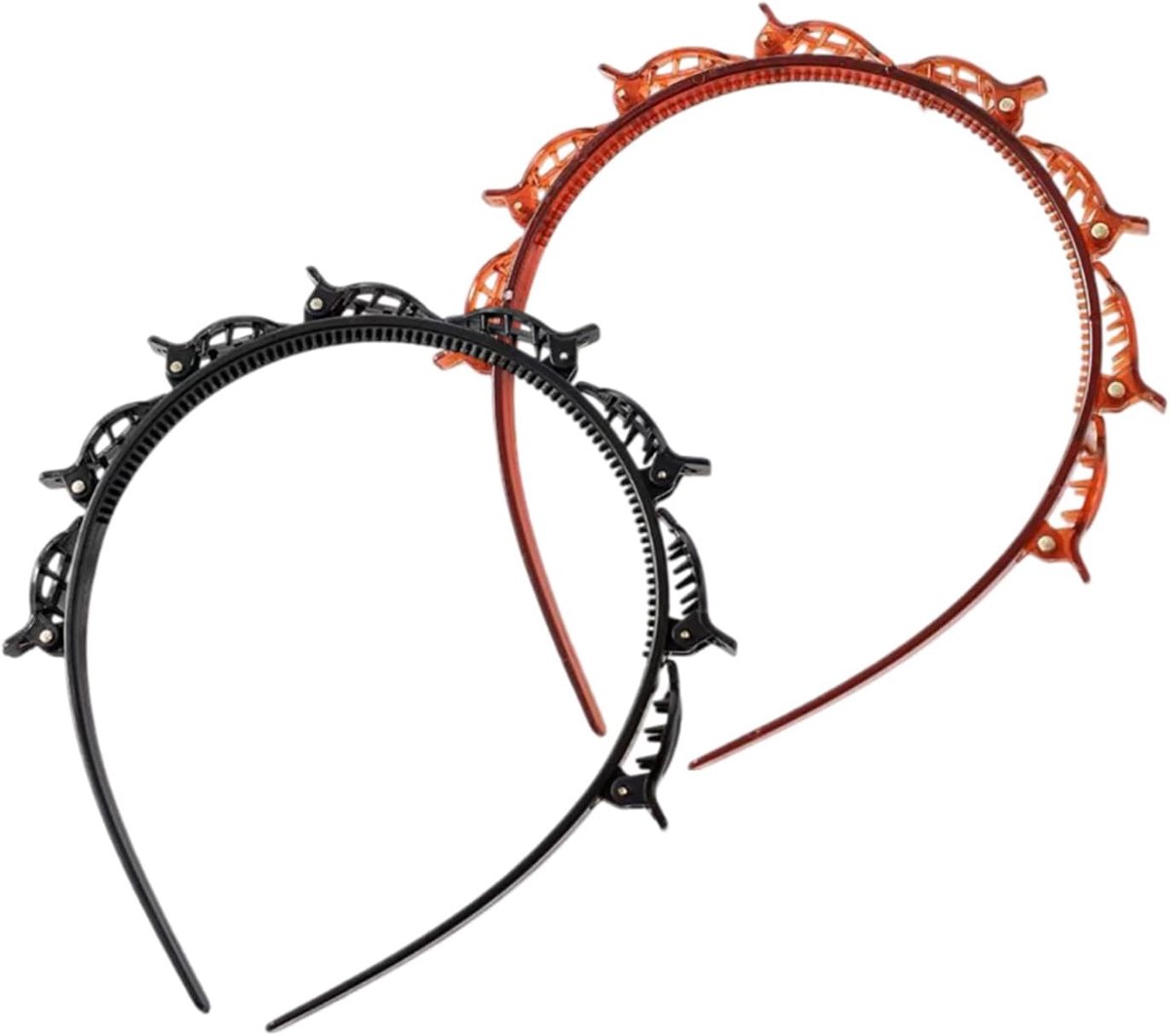 SnelShoppen - Set van 2 Haarbanden met Clips, Gevlochten Haarclips, Dubbele Bangs Haarspeld, Geschikt voor Korte en Lange Haarstijlen