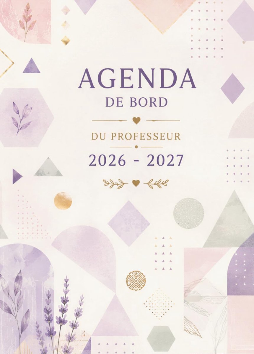 SnelShoppen - Agenda de Bord du Professeur 2026–2027 Géométrie Pastel | A4 Groot Formaat | Premium Carnet de Bord voor Leraren | Kleurige Organisatie