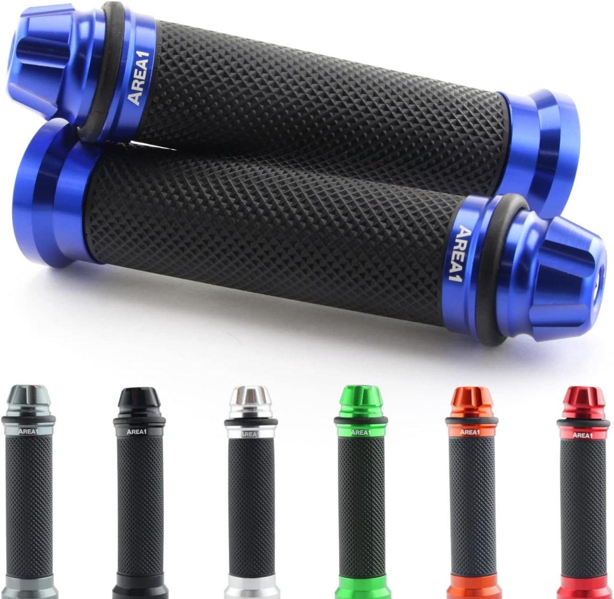 SnelShoppen - Universele Handgrepen voor Motoren en Scooters, Handlebar Grips, Set van 2, 22 mm + 24-25 mm, Blauw, Geschikt voor Diverse Modellen