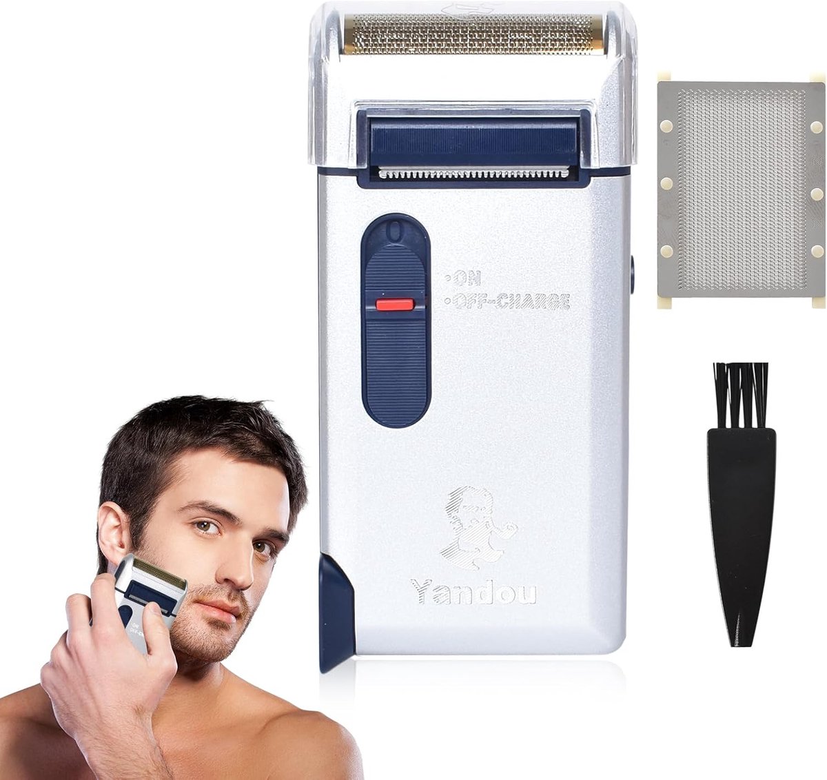 SnelShoppen - Draadloze Elektrische Scheerapparaat & Baardtrimmer voor Mannen, Oplaadbaar, Geschikt voor Harde Baardgroei, Ideaal voor Verjaardagscade
