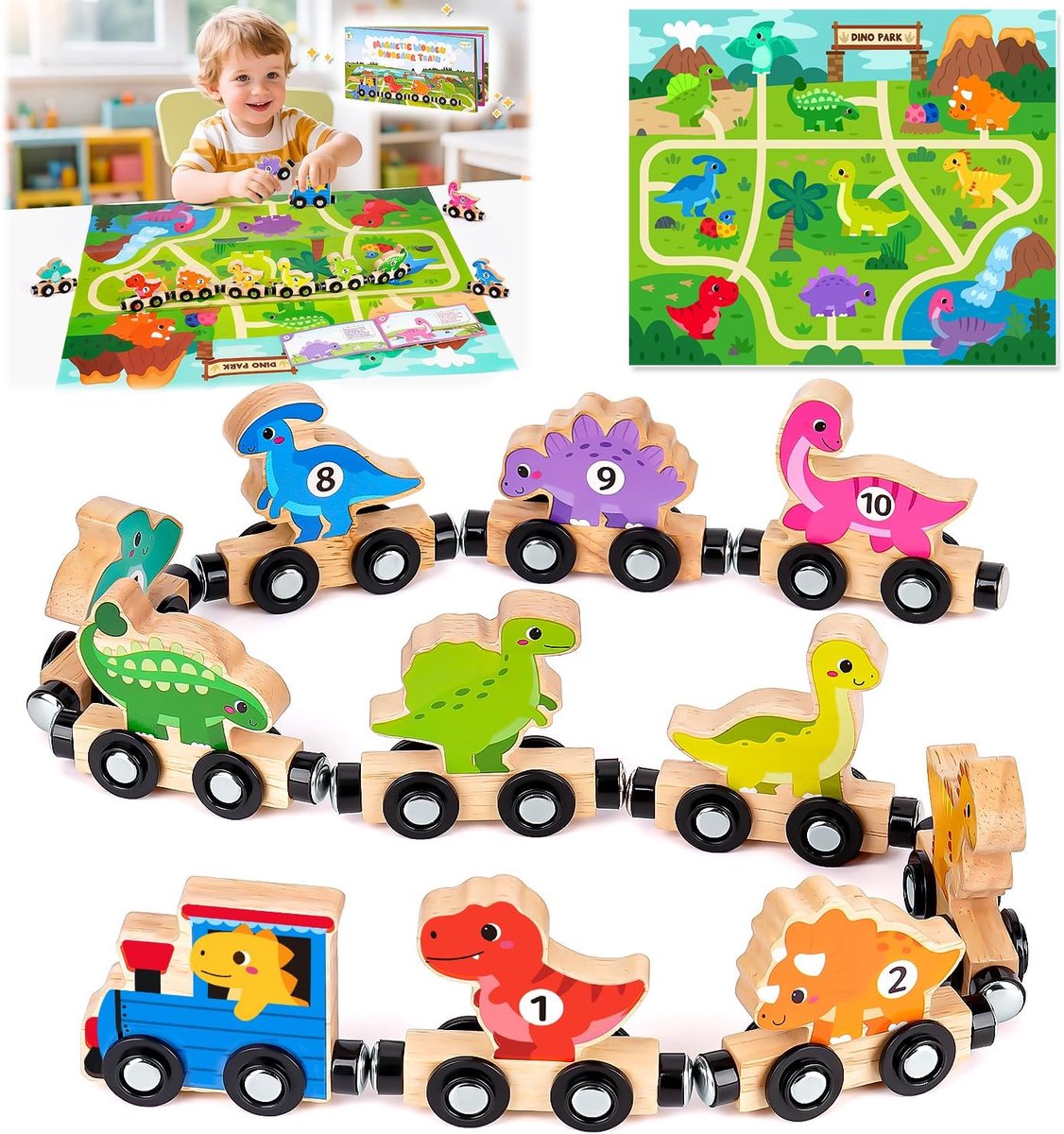 SnelShoppen - Houten Spoorbaan Kinderspeelgoed - Creatief Motoriekspeelgoed vanaf 1 Jaar - Inclusief Opbergzak en Speelmat - Verjaardagscadeau voor Jo