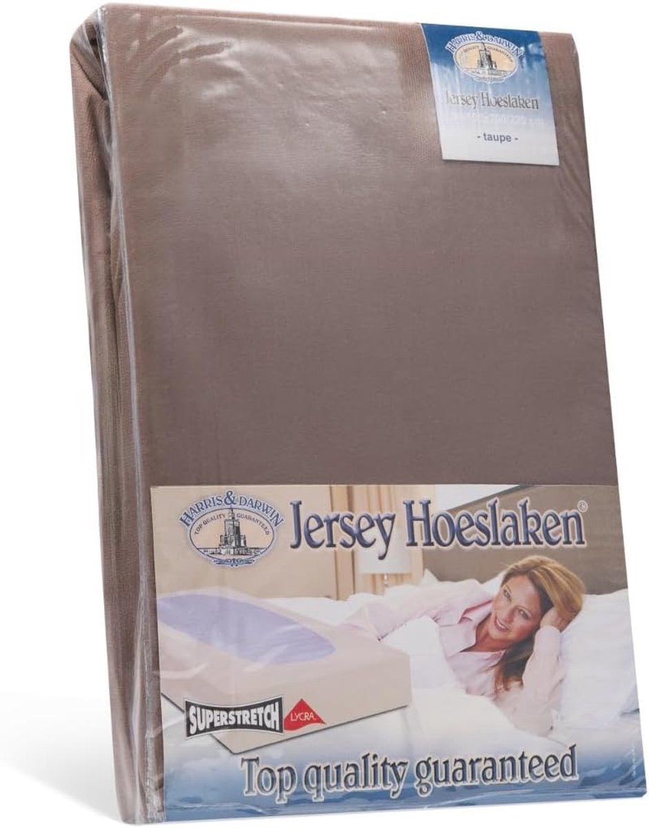 SnelShoppen - Fitted Sheet 90x200 cm - 100% Jersey Katoen - Tot 35 cm Matrasdikte - Taupe - Extra Dikke Kwaliteit 220 g/m² - Perfect voor Bed, Logies,