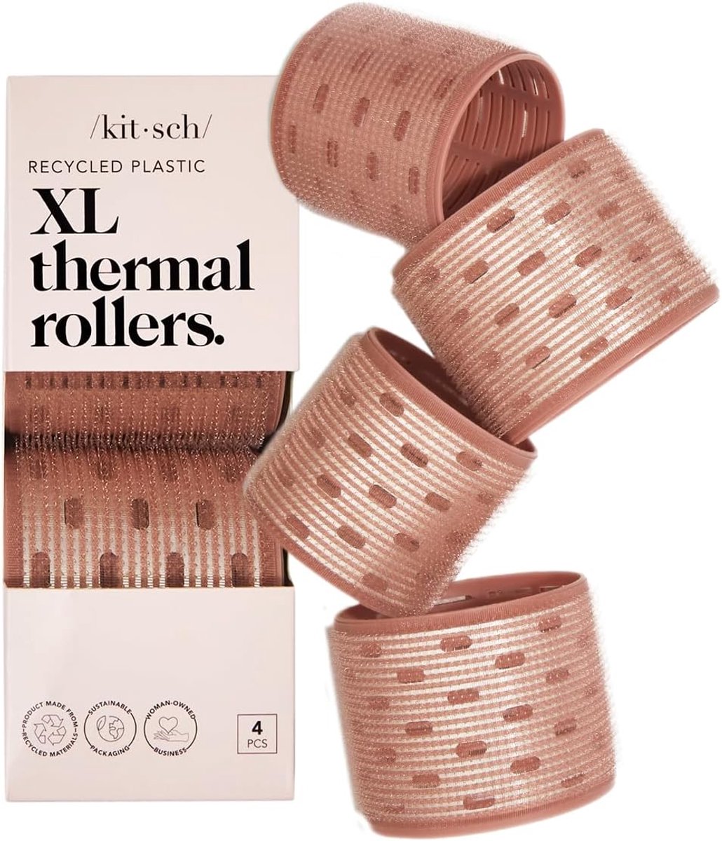 SnelShoppen - Kitsch XL Keramische Thermische Haarrollers - Zelfklevende Haarkrullers voor Volumineuze Look, Geschikt voor Lang, Middellang en Kort Ha
