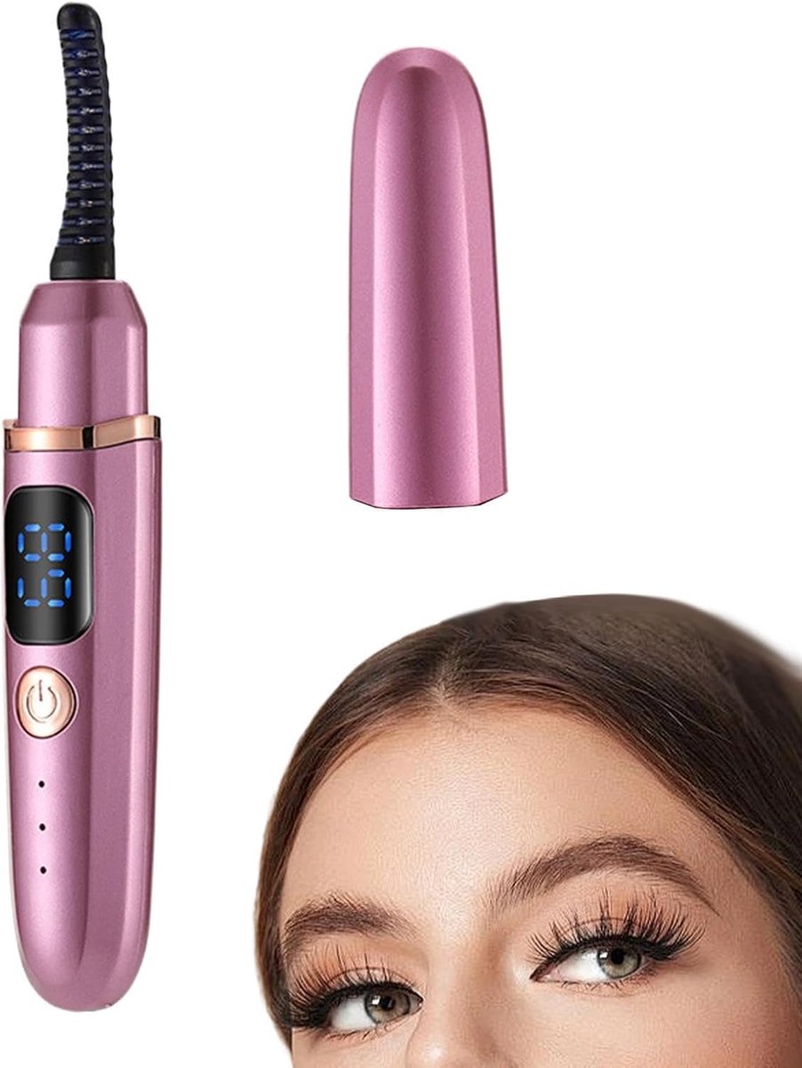 KZQ Elektrische wimperkruller met 3 temperatuurstanden - USB-oplaadbaar en LED-display - 10 seconden voor 24 uur langdurige krul - Perfect voor thuis en reizen - Roze