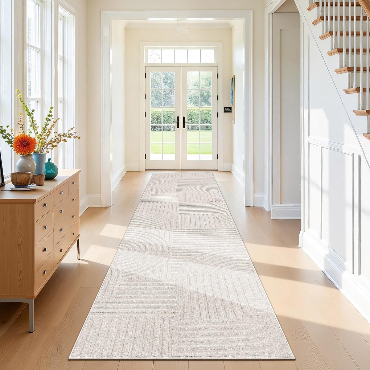SnelShoppen - Long Runner Halve Mat 80x250cm Beige - Wasbare Antislip Halteppich voor Gang, Keuken, Entree, Woonkamer, Slaapkamer, Hoogwaardige Polyes