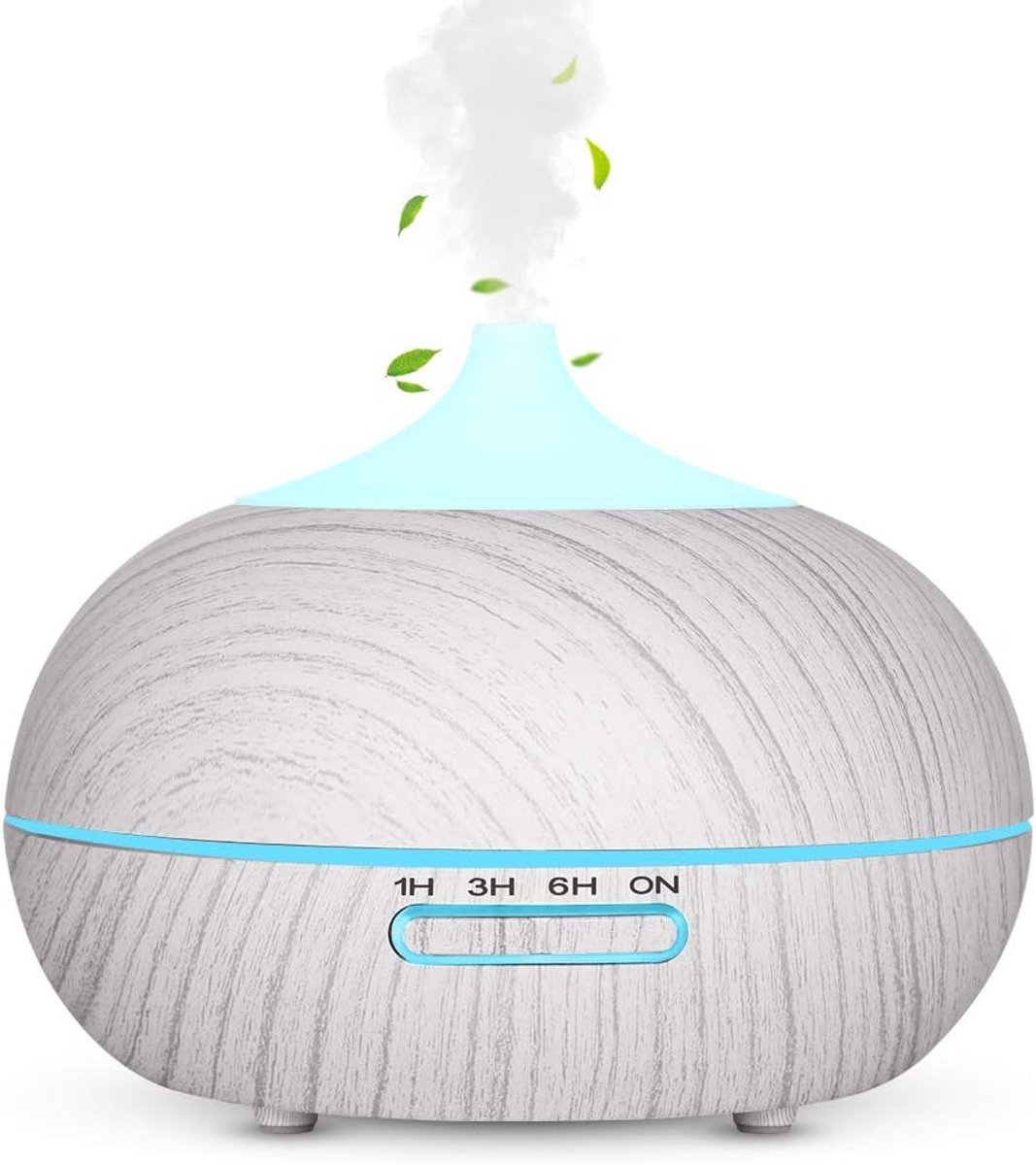 SnelShoppen - Ultrasonic Mist Diffuser 300ml met Aromatherapie, Luchtbevochtiger, 7 LED Kleuren, Waterloze Automatische Uitschakeling voor Slaapkamer,