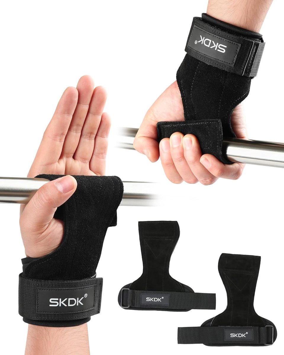 SnelShoppen - Lifting Straps Leer - Professionele Pull Aids voor Fitness & Krachttraining - Niet-slip Grips voor Deadlifts & Bodybuilding - Zwart - 1