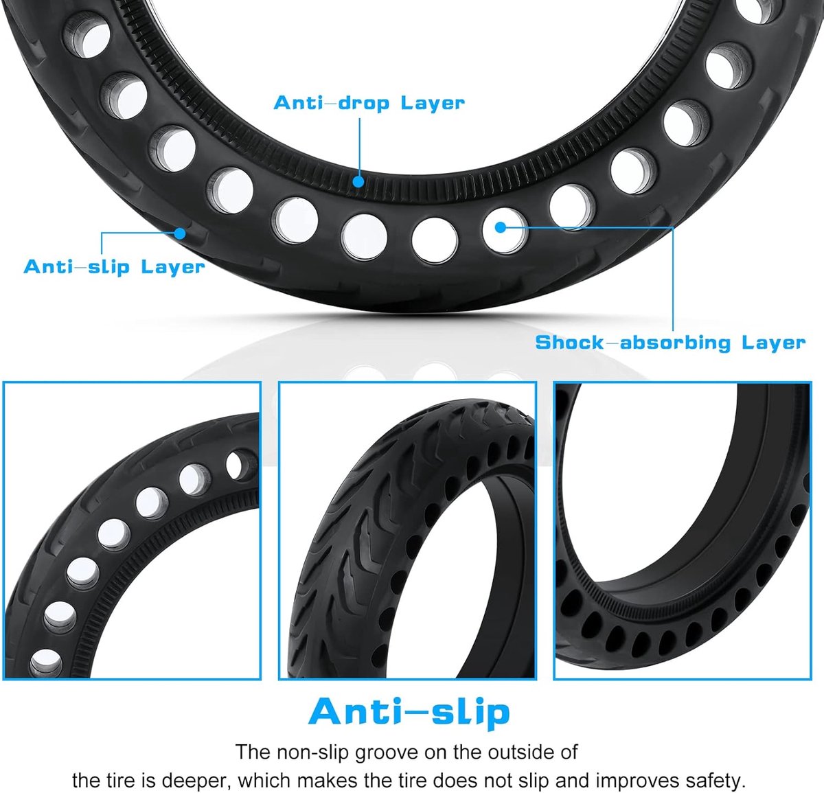 SnelShoppen - 8.5 Inch Solid Tyre voor Elektrische Scooter - Duurzaam Rubber, Inclusief Aluminium Alloy Tire Lever - Vervangingswiel voor Voor- en Ach