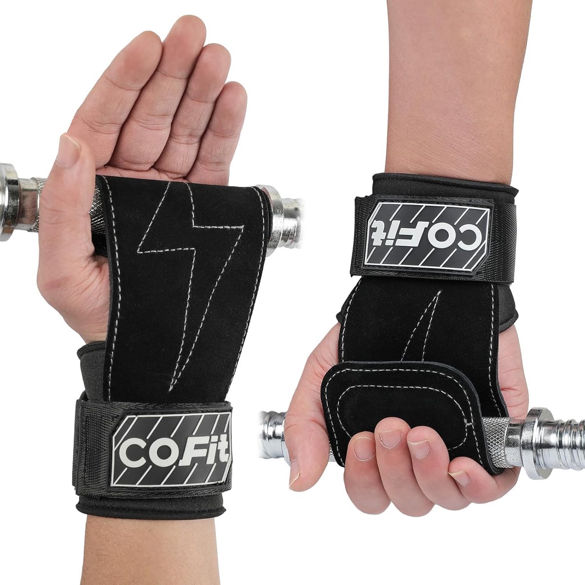 SnelShoppen - Polsbanden voor Gewichtheffen, Dubbellaags Oxford-leer, Verbeterde Grip, Hand- en Polsbescherming, Liftbanden voor Deadlift en Powerlift