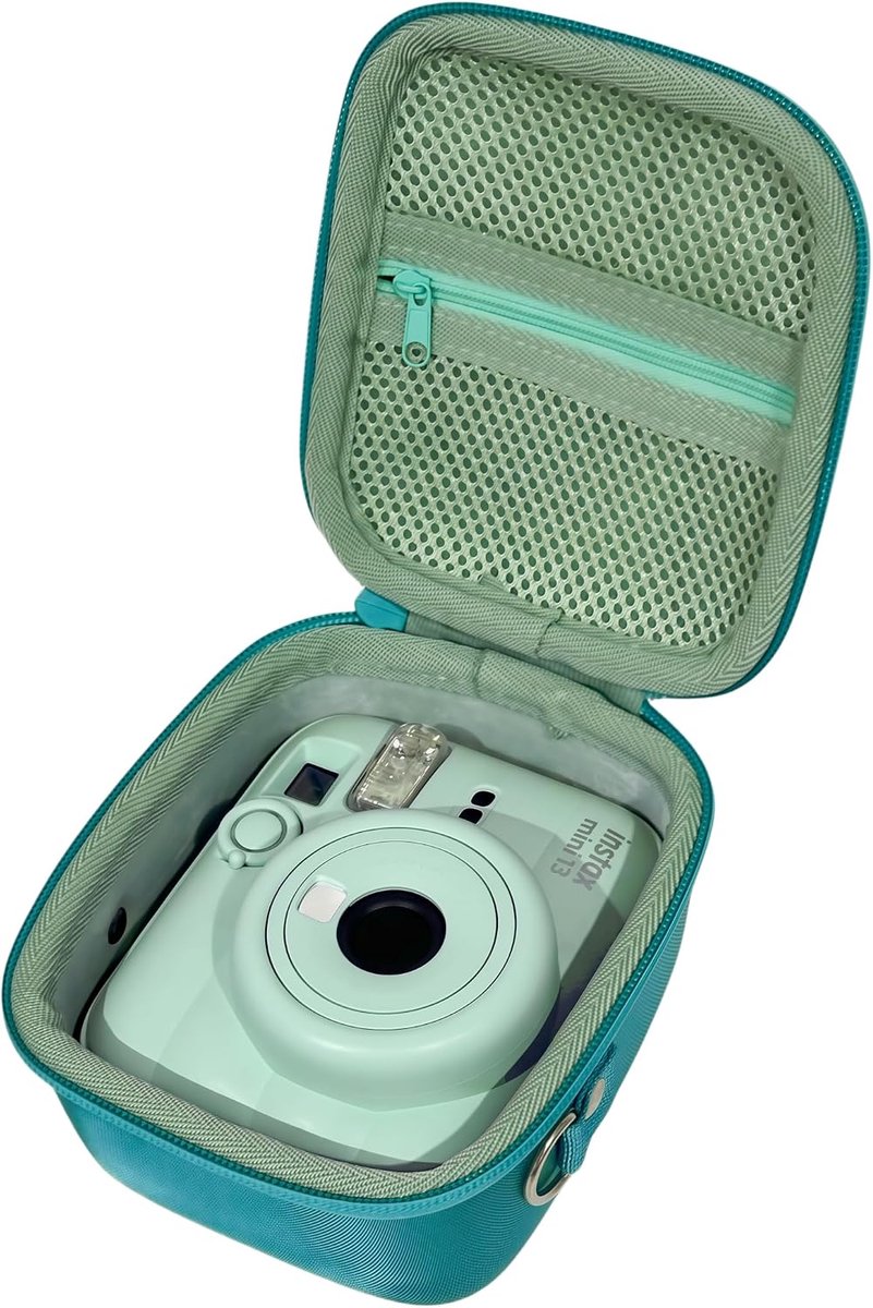 SnelShoppen - Compacte Mint Groene Beschermcase voor Fujifilm Mini 8/9/10/11/12 - Lichtgewicht, Minimalistisch, Ideaal voor Vakantie en Dagelijkse Tri