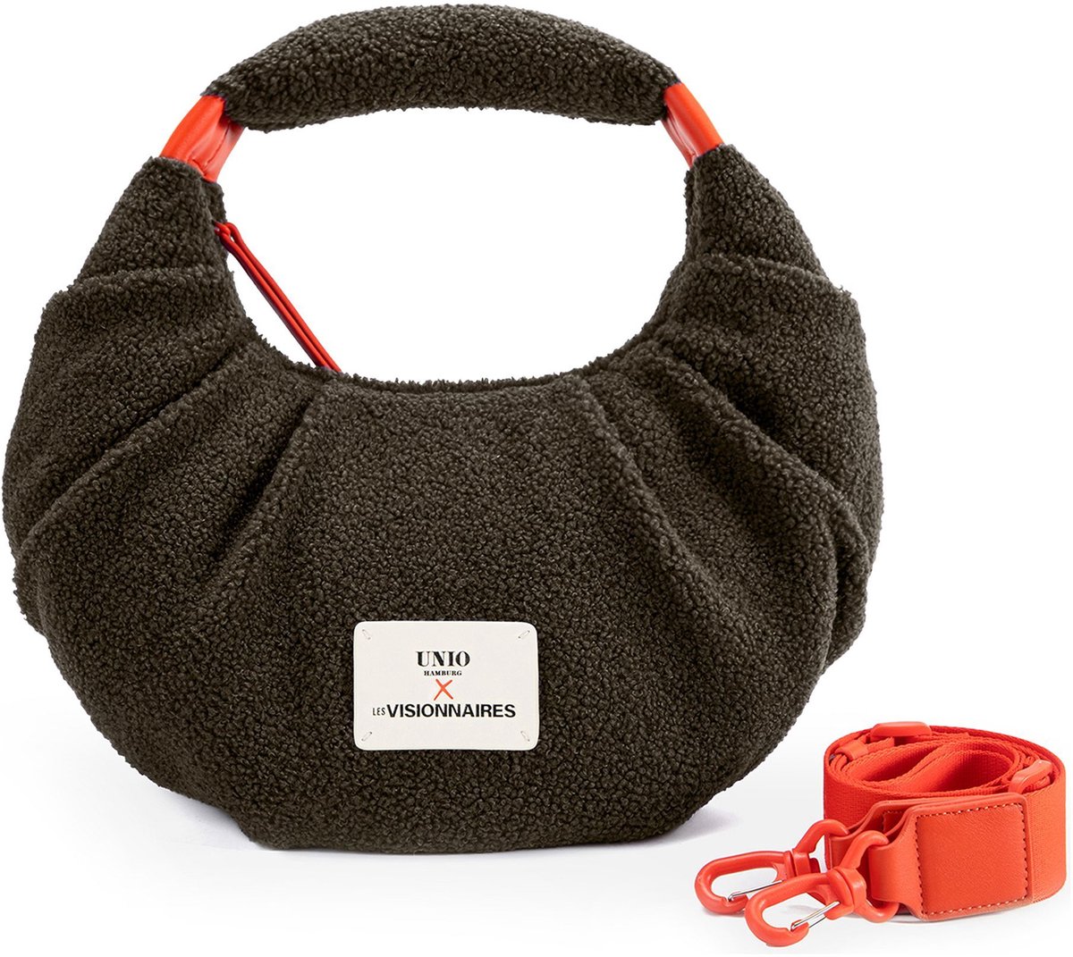 Unio Hamburg x Les Visionnaires schoudertas handtas Teddy Unio Kitzbuehel Khaki olijfgroen