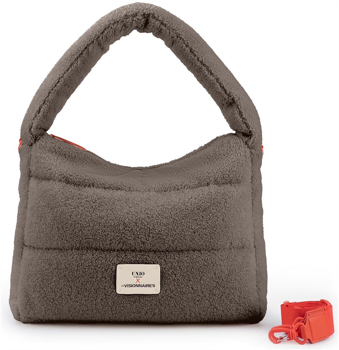 Unio Hamburg x Les Visionnaires schoudertas Teddy Unio Hobo Taupe