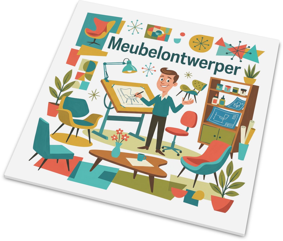 Design Tegeltje Meubelontwerper Retro Cadeau Interieur & Architectuur Mid-Century Modern W