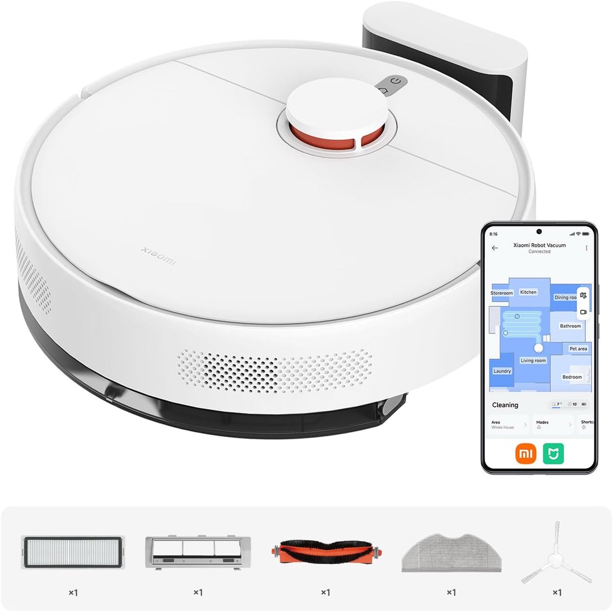 Xiaomi Robot Vacuum S40C – Robotstofzuiger met Dweilfunctie – 5000Pa Zuigkracht – Slimme LDS Lasernavigatie – App-bediening – Automatisch Opladen – Geschikt voor Harde Vloeren & Laagpolig Tapijt