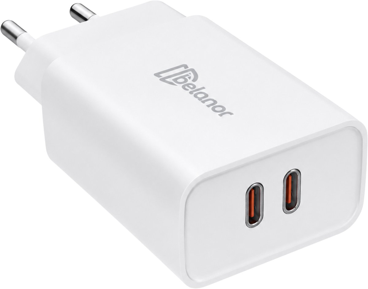 Belanor 35W GaN USB-C Oplader - Dubbele USB-C Snellader met Power Delivery (PD) - USB-C Adapter voor Smartphone, Tablet en USB-C Apparaten