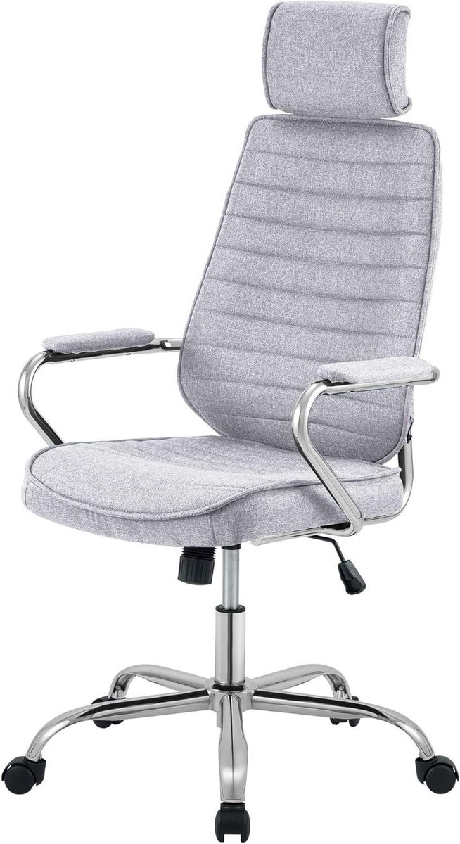 Bureaustoel Ergonomisch - Comfortabele Stoel - Thuiswerken Kantoor - Traploos Verstelbaar - 117-128 cm - Lichtgrijs