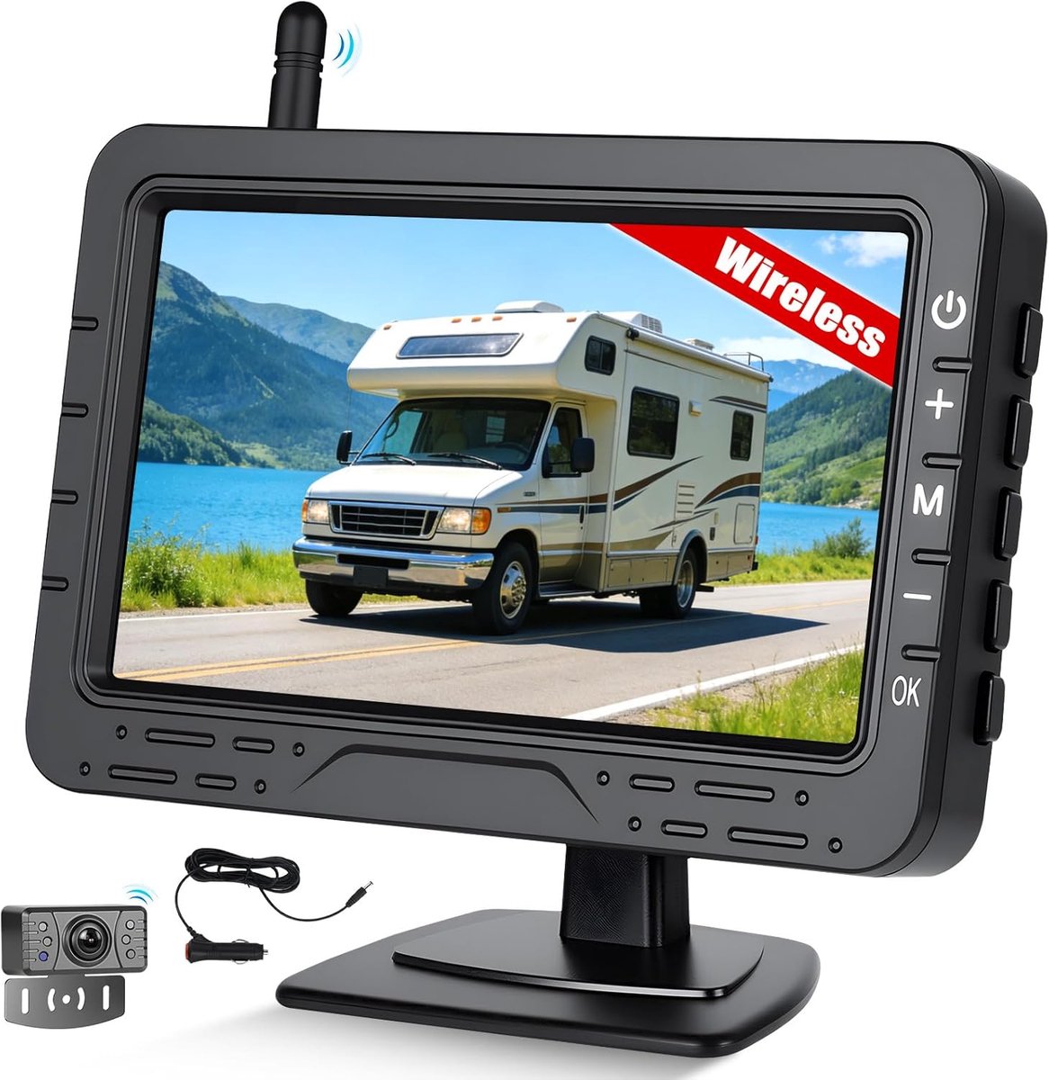 SnelShoppen - Draadloze Achteruitrijcamera Set met 4,3 Inch Monitor, IP68 Waterdicht, Nachtzicht, Voor Aanhanger, Camper, Vrachtwagen, Auto, Bus, 12V-