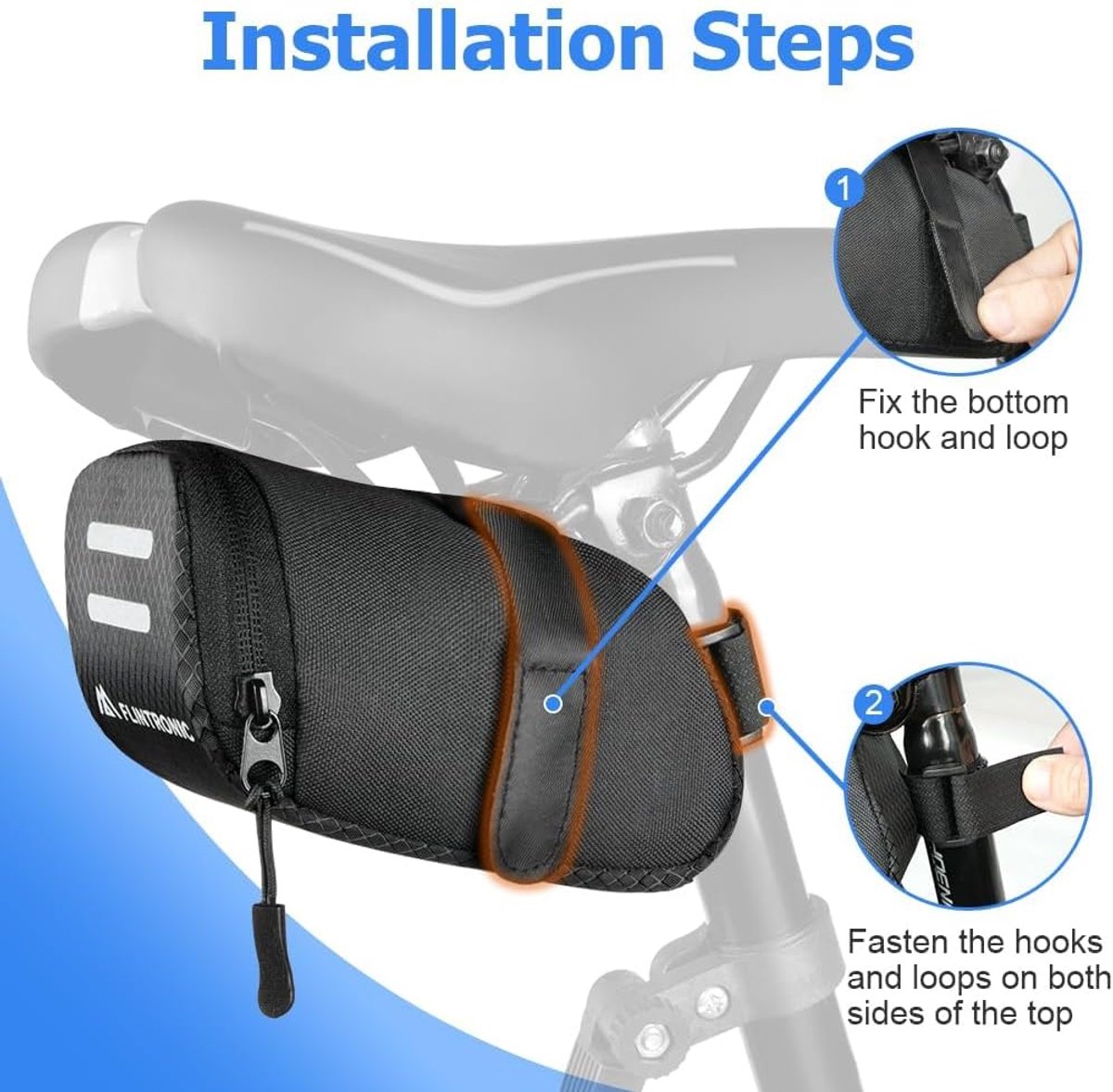 SnelShoppen - Flintronic Mini Fietszadeltas - Lichtgewicht Reflecterende Fietsstoeltas voor Mountainbikes en Racefietsen - Stevige Klittenbandsluiting