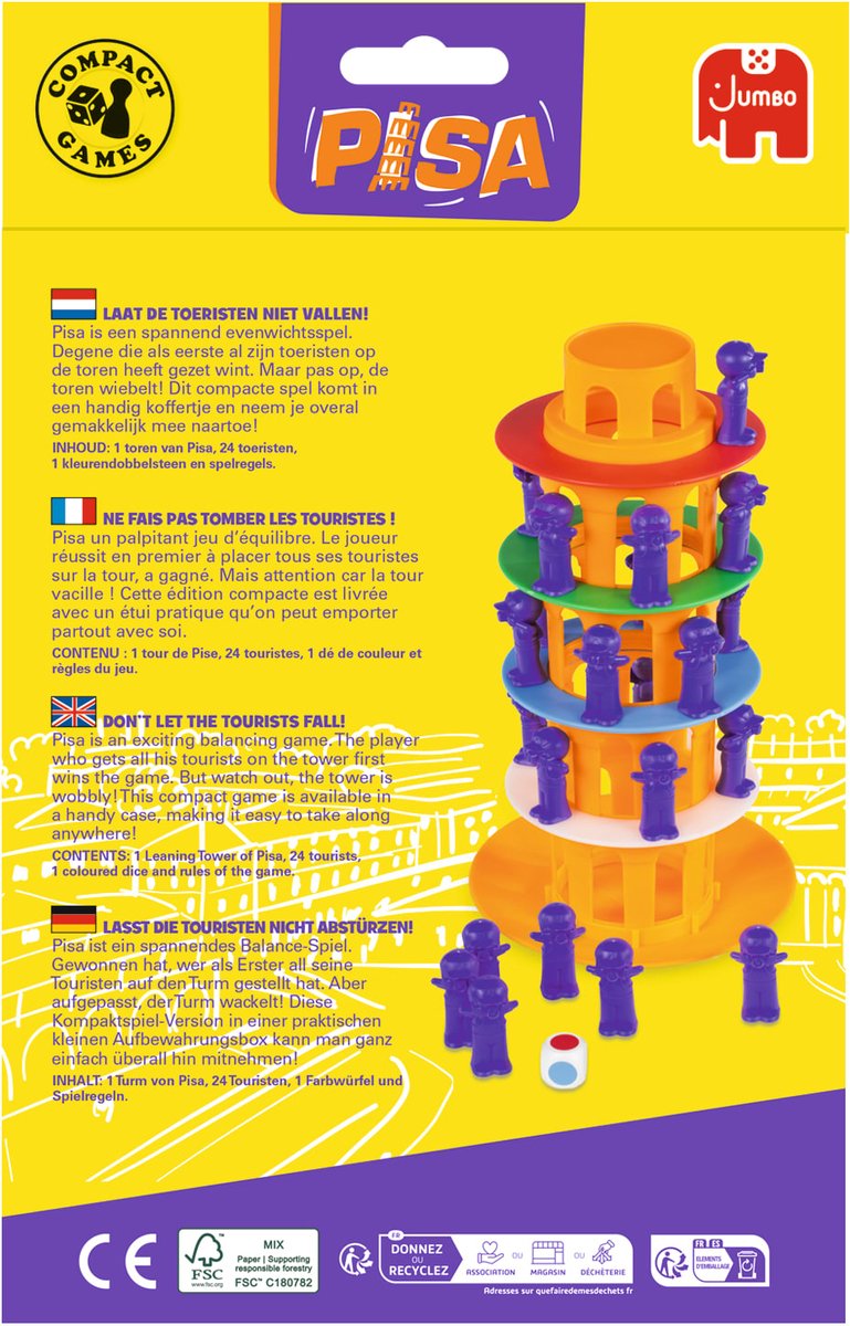Jumbo - Toren Van Pisa - Reiseditie - Actiespel - Ideaal reisspel — afbeelding 9