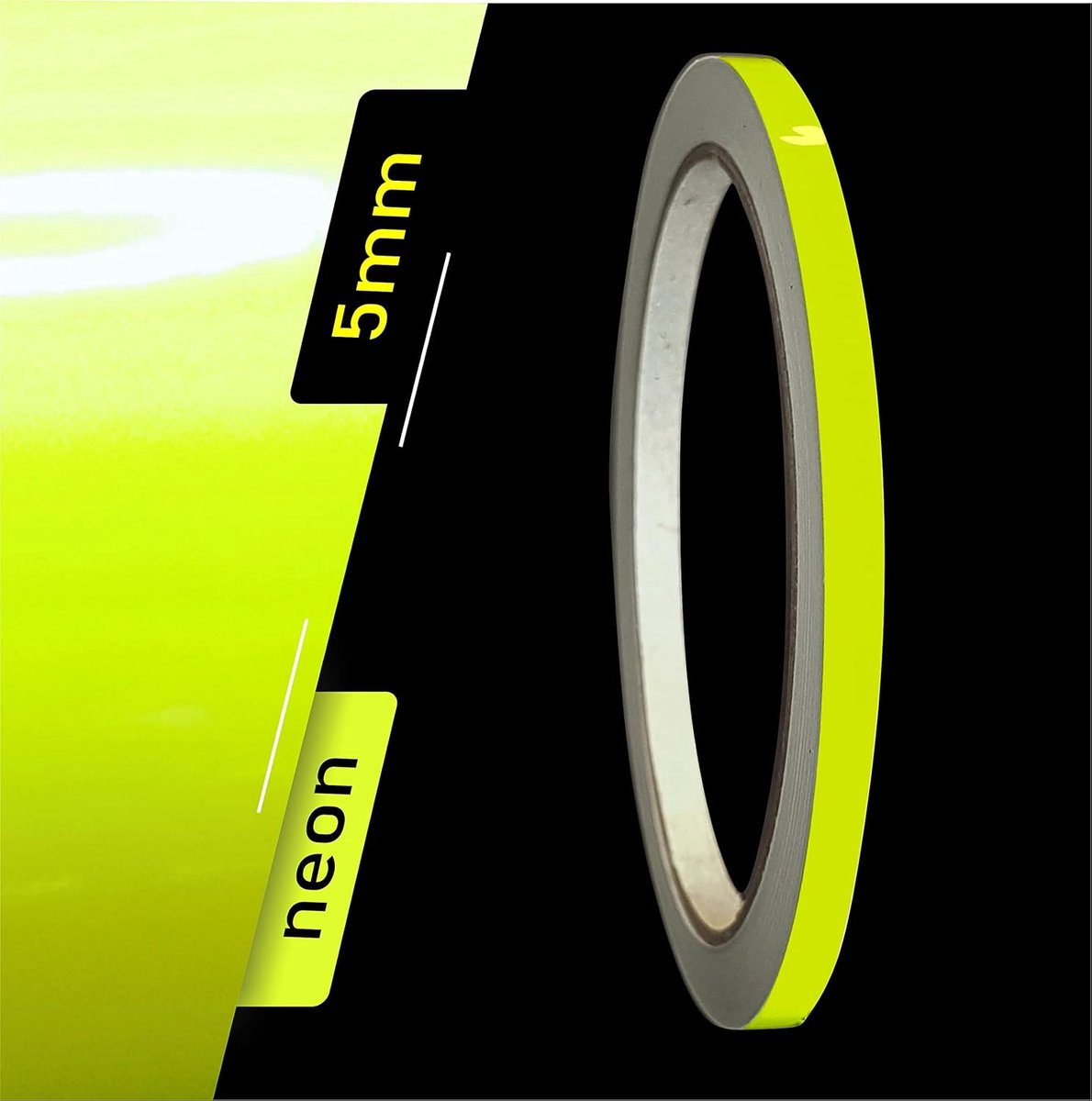 SnelShoppen - Sierstrip Plakband Neon Geel 5 mm x 10 m Fluorescerend Cast-PVC Zelfklevende Pinstripe Tape Auto Decoratie Sticker Waarschuwingsstrepen