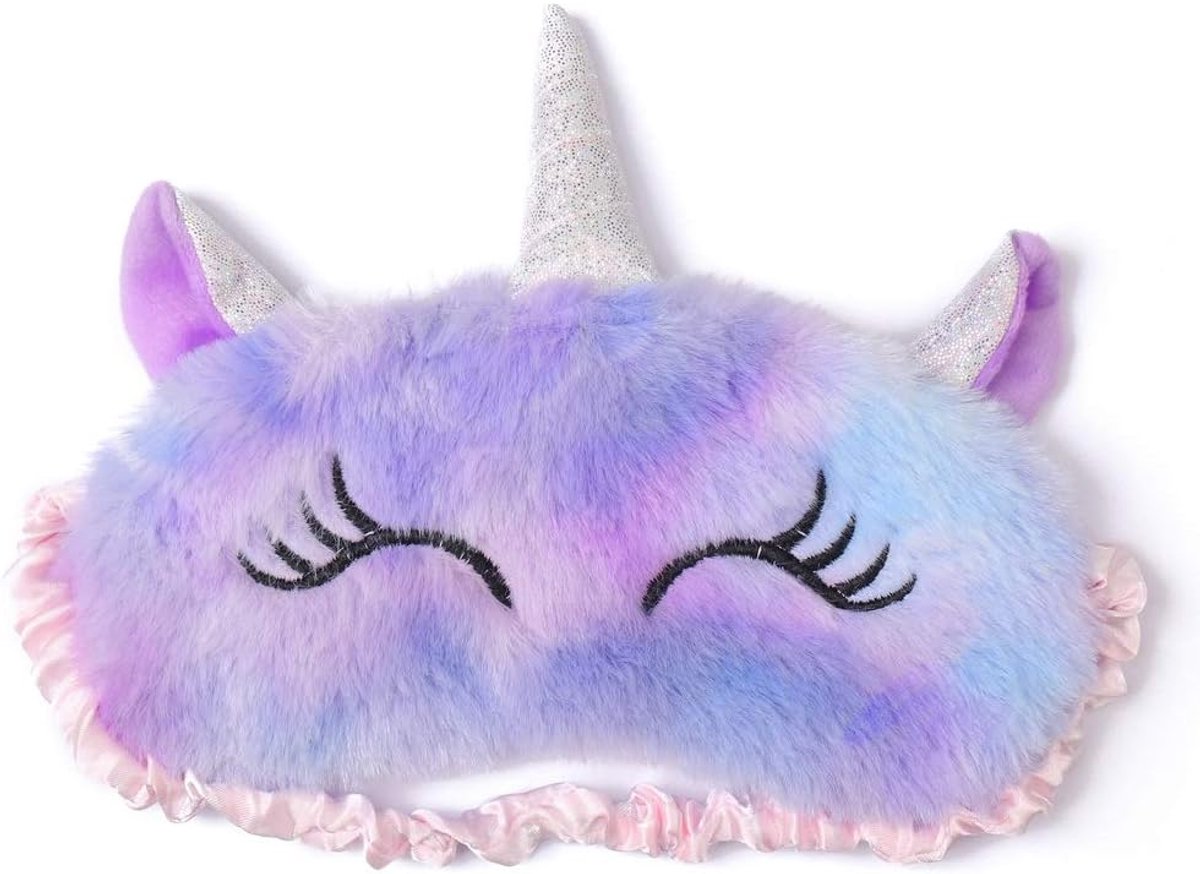 SnelShoppen - Slaapmasker voor Kinderen - Zacht Oogmasker in Lila met Schattige Eenhoorns - Pluche Slaapoogmasker voor Meisjes en Dames - Ideaal voor