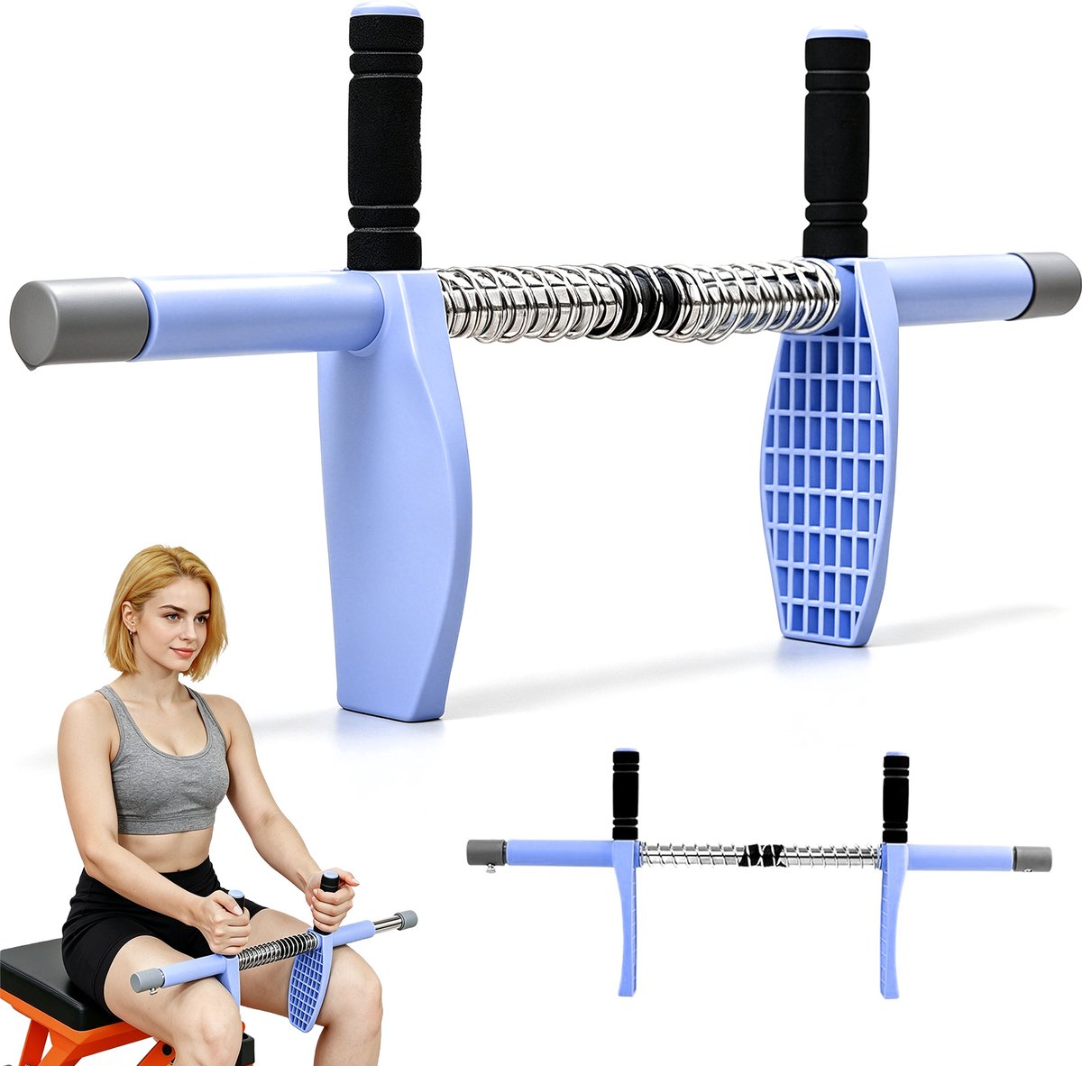 Been- en biltrainer - Multifunctioneel Brancard - Adductor - 63 cm - PP en Roestvrij Staal - Bekkenbodemtrainer Vrouw - Voor Thuis, Kantoor en Sportschool