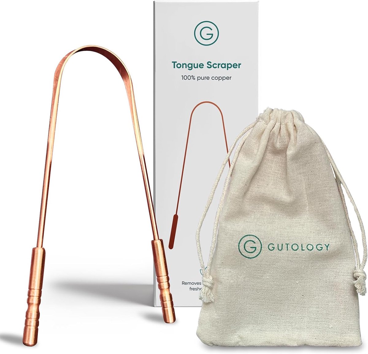 SnelShoppen - Tongschraper van 100% puur koper voor frisse adem, eenvoudig in gebruik, bevorderlijk voor mondhygiëne, ideaal voor dagelijks gebruik