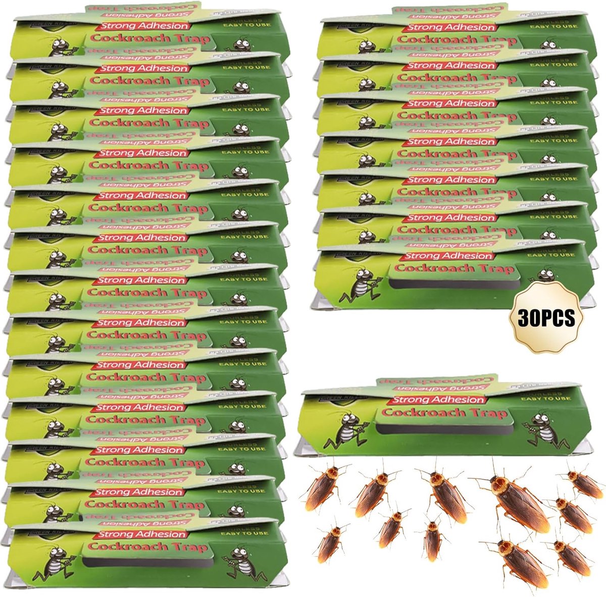 SnelShoppen - 30 Stuks Cockroach Traps - Effectieve Kakkerlakkenvallen - Niet-toxisch en Geurloos - Ideaal voor Woonkamer, Opslagruimtes - Kleur: Tran
