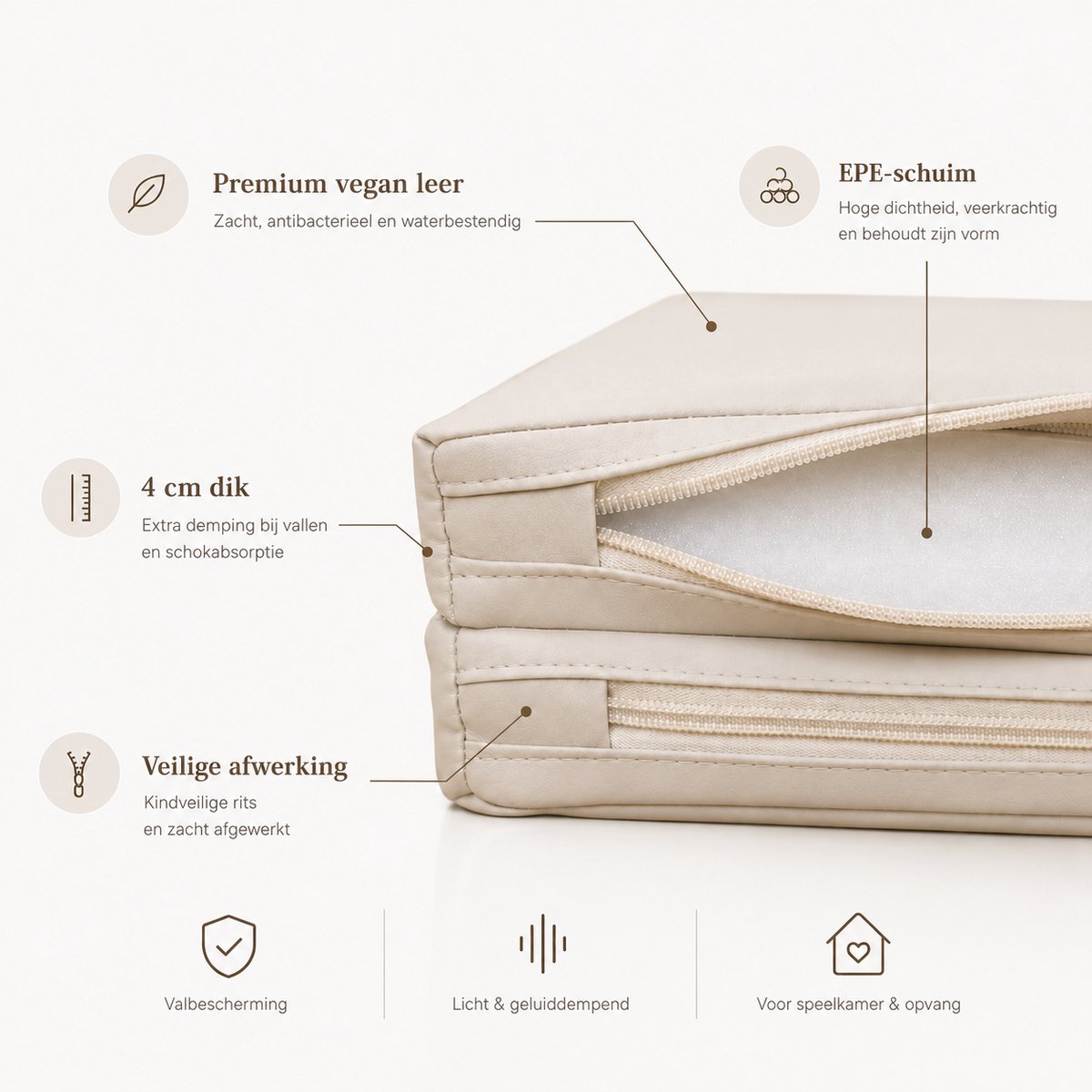 HENVAE Beige Speelmat 160 x 150 cm x 4 cm EXTRA DIK thumbnail 5