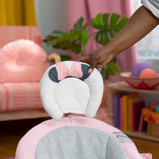 Baby Schommelstoel - Babystoel Muziek - Baby Ontspannen - Trilfunctie Melodieën - 1 Stuk - Roze Grijs — afbeelding 2