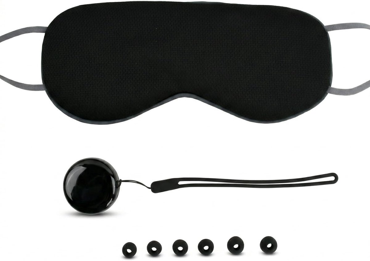 Thijox - 1 set Slaapoordopjes en Bifacial Oogmasker, Geluiddempende Oordopjes 45 dB, Herbruikbare Siliconen Oordopjes met Draagbare Hoes, 99% Donker,
