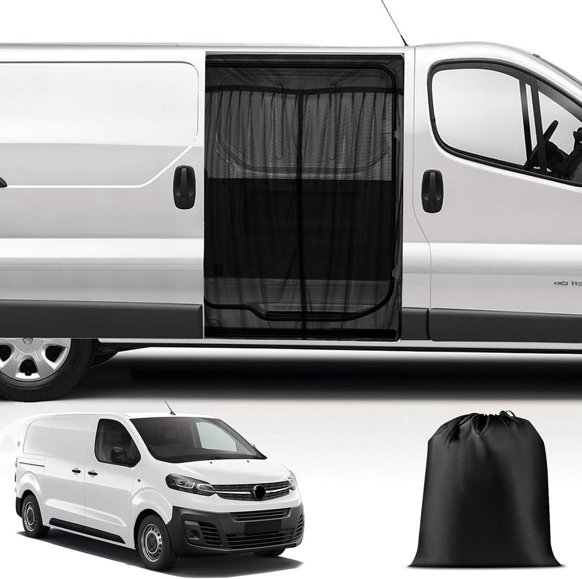 SnelShoppen - Magnetische Insectenhor op Maat voor Renault Trafic 2001-2024 en Opel Vivaro 2001-2018, Insectennet voor Schuifdeur met Ritssluiting, Mu