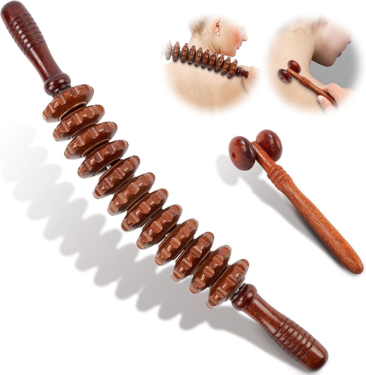 SnelShoppen - Houten Massage Roller Set, 2 Stuks Anti Cellulite Massager, Gua Sha Tool, Handmatige Houttherapie voor Ontspanning van Armen, Benen, Rug