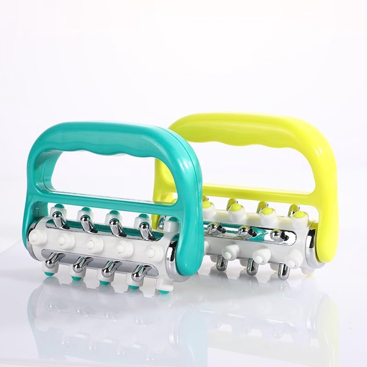 SnelShoppen - Massageroller 2 stuks - Lymfedrainage Massageapparaat - Zelfmassage Roller - Handmassage Roller - Lipoedeem Massageapparaat - Groen & Ge