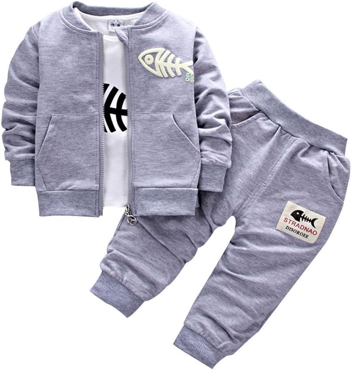 SnelShoppen - Pasgeboren Baby Jongens Kleding Set - Jas, T-shirt en Broek - Casual 3 Stuks Outfits - Peuters 18M-4T - Beschikbaar in 3 Kleuren - Perfe
