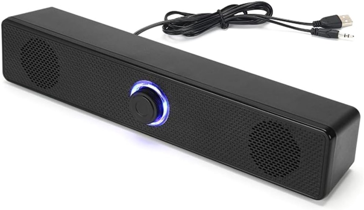 SnelShoppen - Soundbar voor PC en Laptop - Bekabeld USB-Aangedreven Luidsprekersysteem - 3W x 2 - Ideaal voor Thuisbioscoop, TV en Gaming - Compact 29