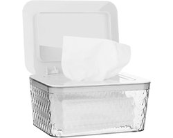 SnelShoppen - Vochtige Doekjesbox Babyboxen - BPA-vrij Tissue-Dispenser met Deksel - Transparante Container voor Babyverzorgingsdoekjes - Witte Box vo