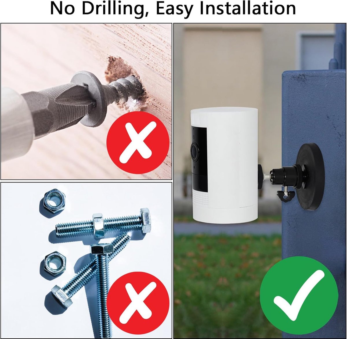 SnelShoppen - 2 Magnetische Wandhouders voor Beveiligingscamera's - Compatibel met Stick Up Cam, Pro, Eufy, Arlo - Magneethouder met 1/4 Schroef - Zwa