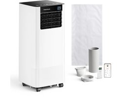 Temprium mobiele airco 7000 BTU SMART - Met afvoerslang - Draagbare Airco met App Bediening – 3 in 1 Koelen, Ventileren & Ontvochtigen – Airco Voor Slaapkamer en Woonkamer – Inclusief Raamkit