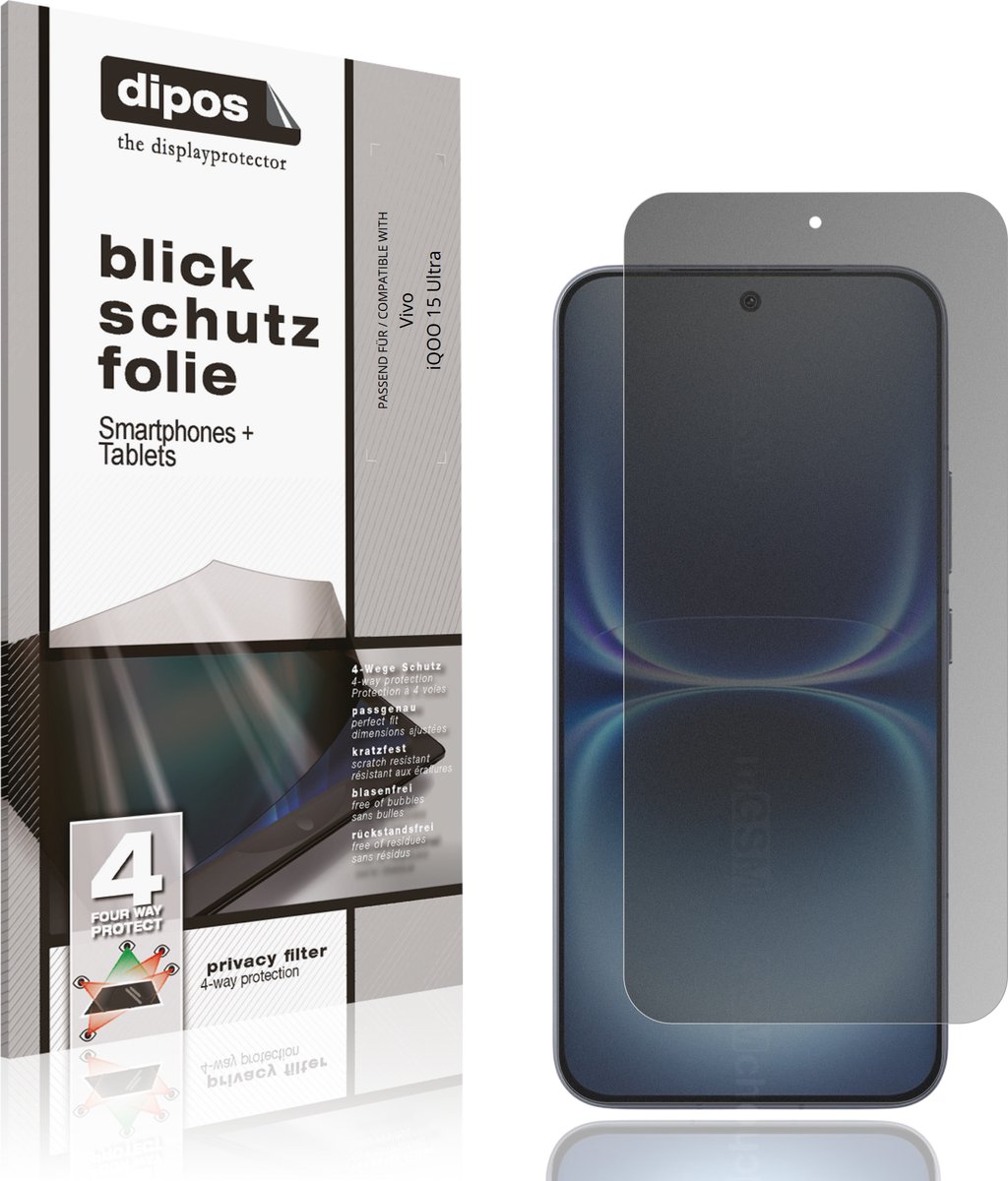 dipos – Matte Privacy Screenprotector geschikt voor Vivo iQOO 15 Ultra | Anti-Spy Beschermfolie