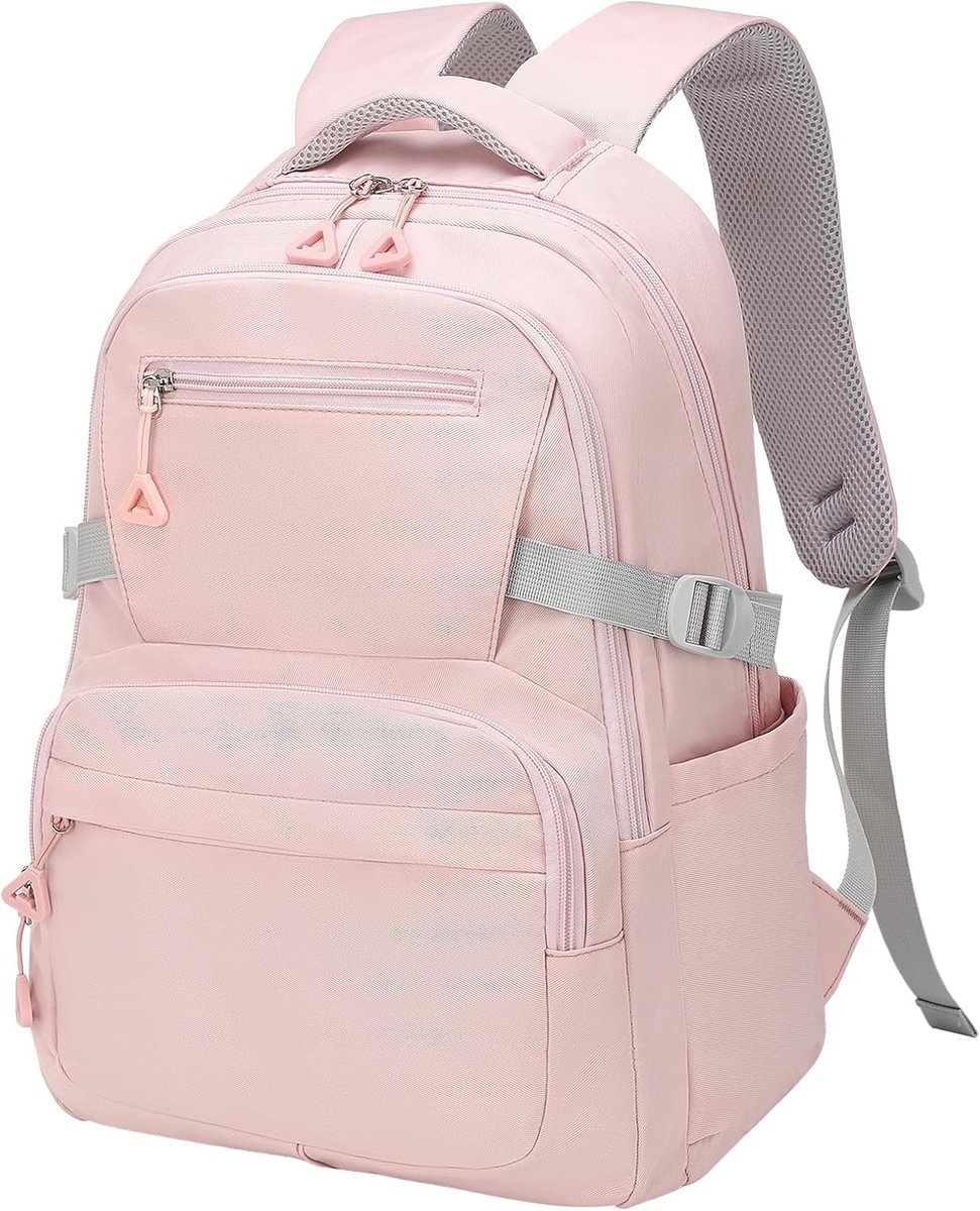 Rugzak - Schooltas met Laptopvak voor 15.6 inch - Waterbestendige Dagrugzak - Casual Rugzak voor Universiteit en Werk - Inclusief Anti-diefstal Vak - Roze